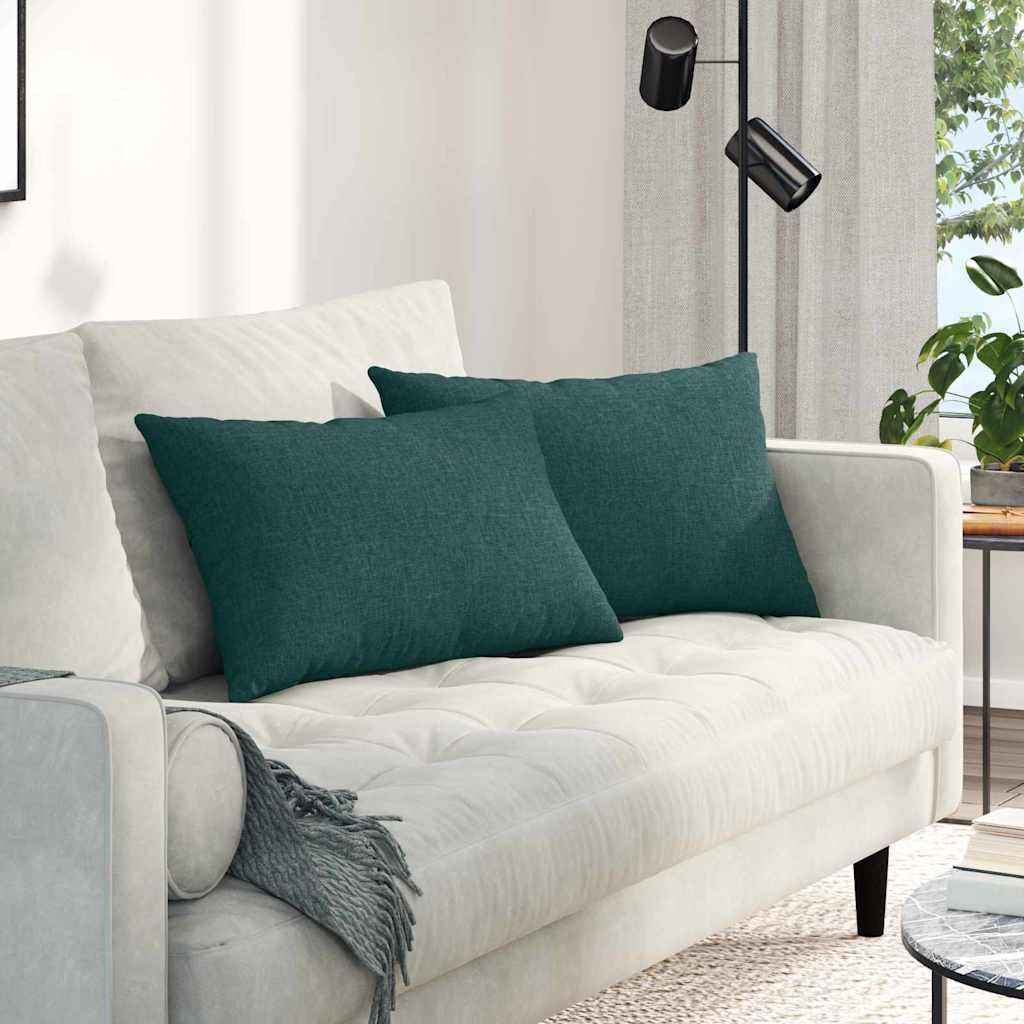 Cuscini da Divano 2 pcs Verde Scuro 60 x 40 cm Tessuto | homemem39