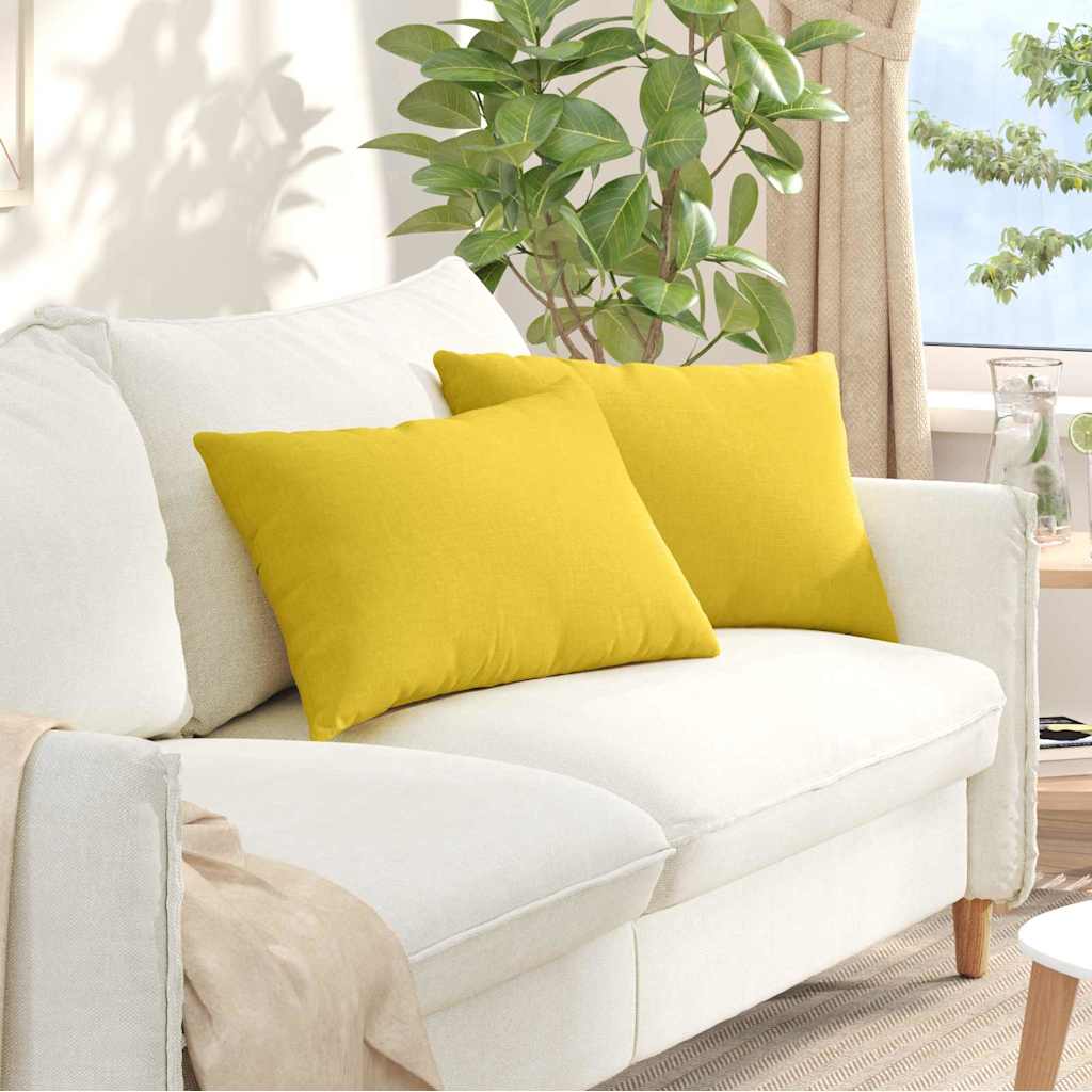 Cuscini da Divano 2 pcs Giallo Chiaro 60 x 40 cm Tessuto