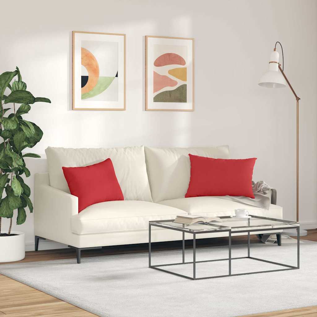 Cuscini da Divano 2 pcs Rosso 60 x 40 cm Tessuto | homemem39