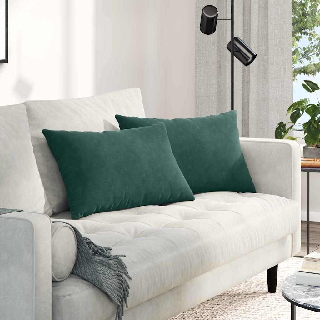 Cuscini da Divano 2 pcs Verde scuro 60 x 40 cm Tessuto in Cords | homemem39