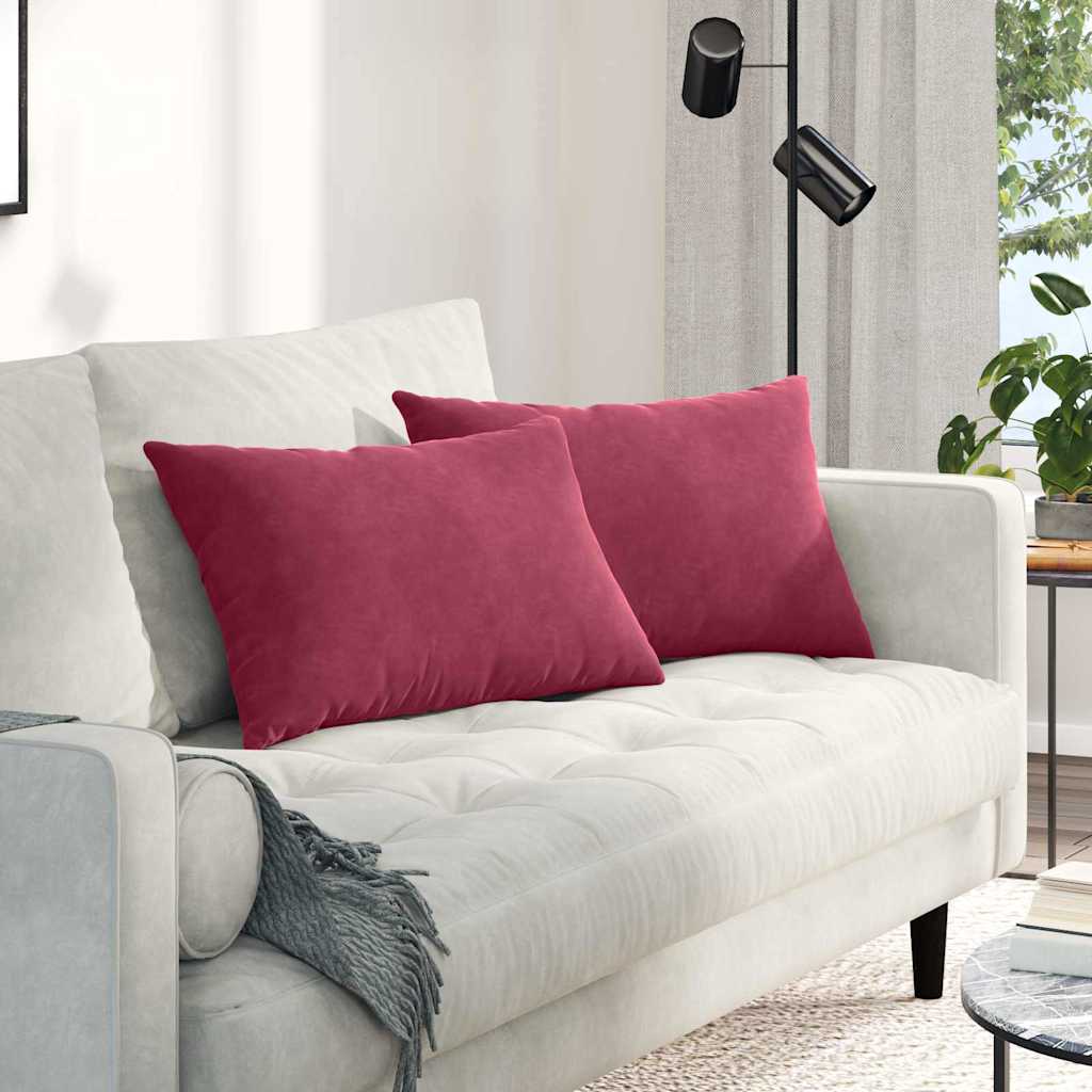 Cuscini da Divano 2 pcs Rosso Vino 60 x 40 cm Tessuto in Cords | homemem39