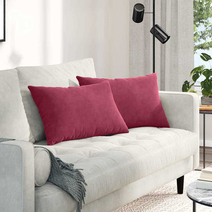 Cuscini da Divano 2 pcs Rosso Vino 60 x 40 cm Tessuto in Cords | homemem39