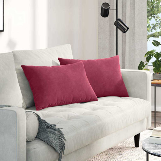 Cuscini da Divano 2 pcs Rosso Vino 60 x 40 cm Tessuto in Cords | homemem39