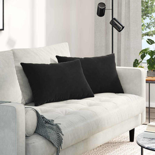 Cuscini da Divano 2 pcs Nero 60 x 40 cm Tessuto in Cords | homemem39