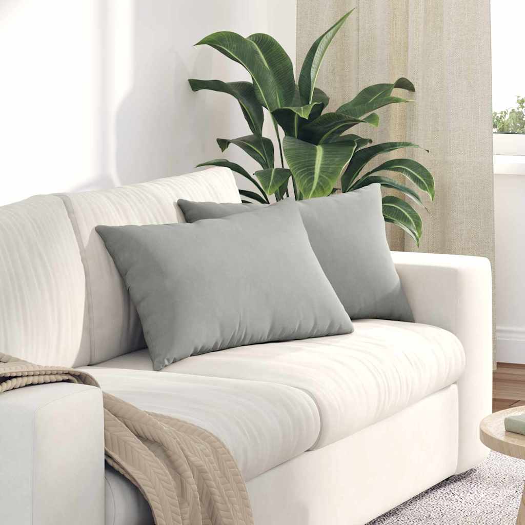 Cuscini da Divano 2 pcs Grigio chiaro 60 x 40 cm Tessuto | homemem39