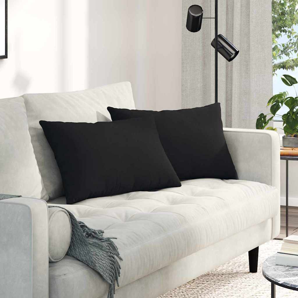 Cuscini da Divano 2 pcs Nero 60 x 40 cm Tessuto