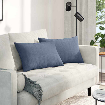 Cuscini da Divano 2 pcs Blu 60 x 40 cm Tessuto in Cords | homemem39