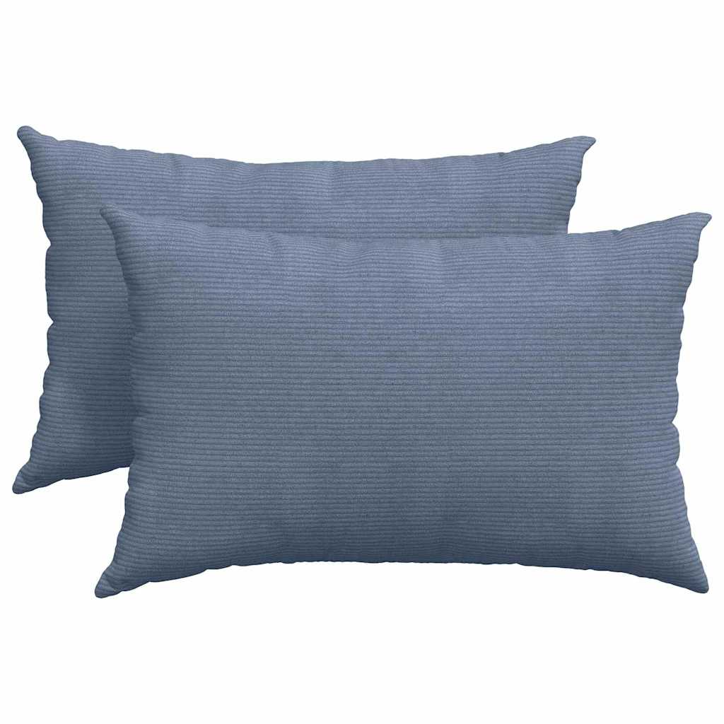 Cuscini da Divano 2 pcs Blu 60 x 40 cm Tessuto in Cords