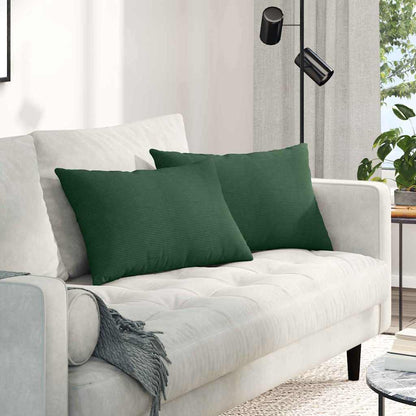 Cuscini da Divano 2 pcs Verde Scuro 60 x 40 cm Tessuto in Cords | homemem39