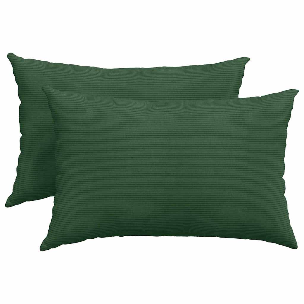 Cuscini da Divano 2 pcs Verde Scuro 60 x 40 cm Tessuto in Cords | homemem39