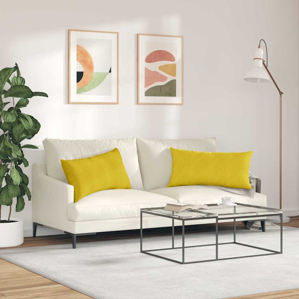Cuscini da Divano 2 pcs Giallo 80 x 40 cm Tessuto in Cords | homemem39