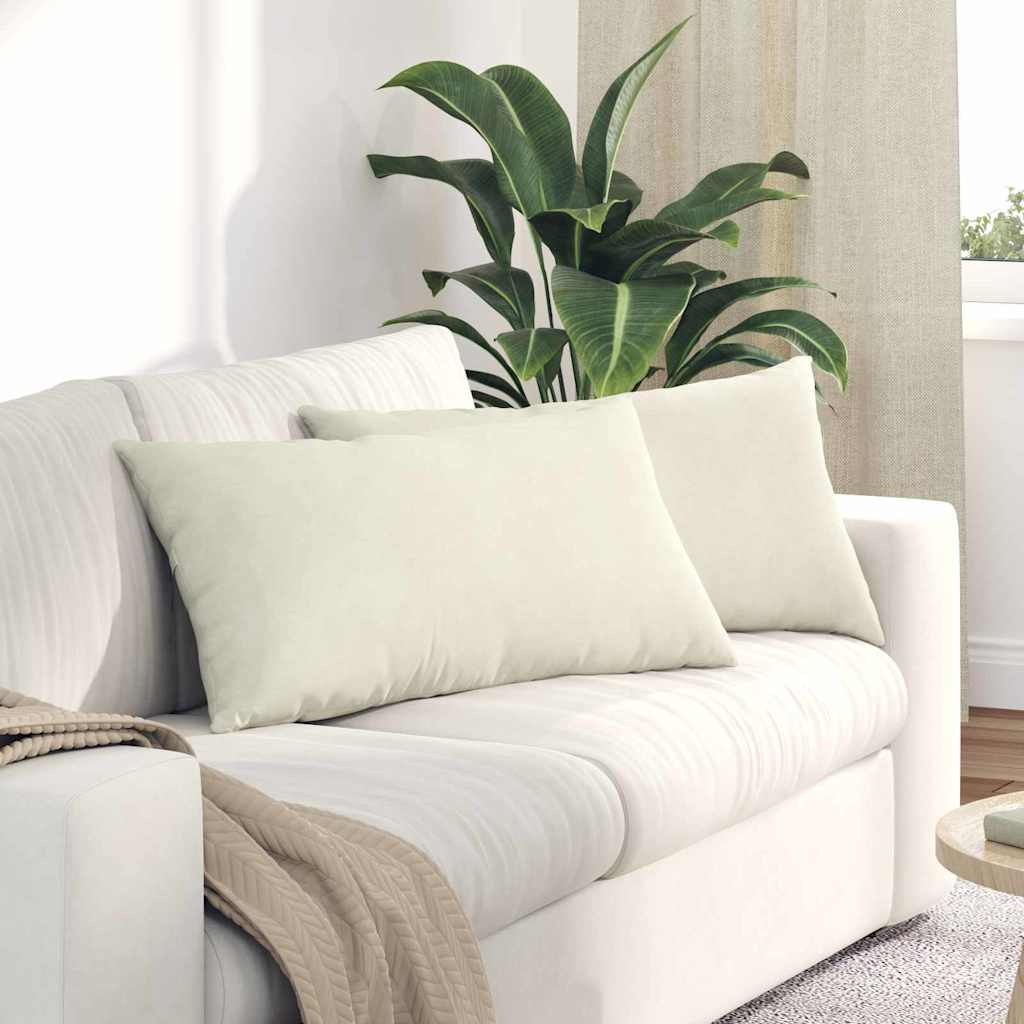 Cuscini da Divano 2 pcs Crema 80 x 40 cm Tessuto in Cords | homemem39