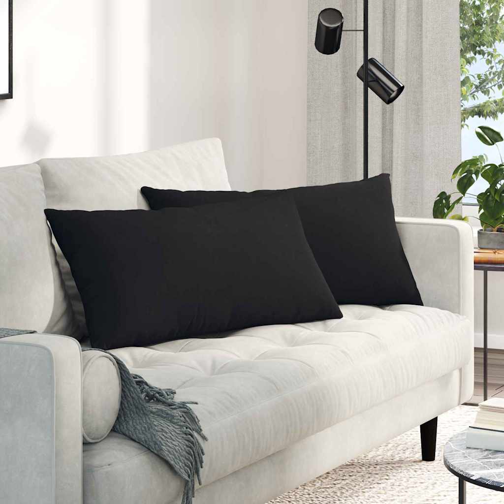 Cuscini da Divano 2 pcs Nero 80 x 40 cm Tessuto | homemem39