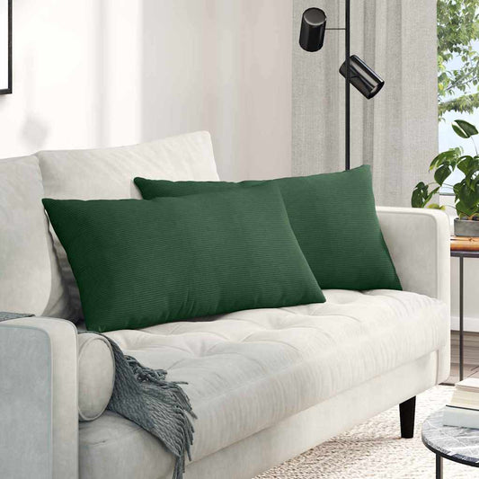 Cuscini da Divano 2 pcs Verde Scuro 80 x 40 cm Tessuto in Cords | homemem39