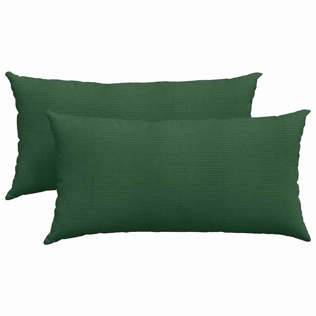 Cuscini da Divano 2 pcs Verde Scuro 80 x 40 cm Tessuto in Cords | homemem39