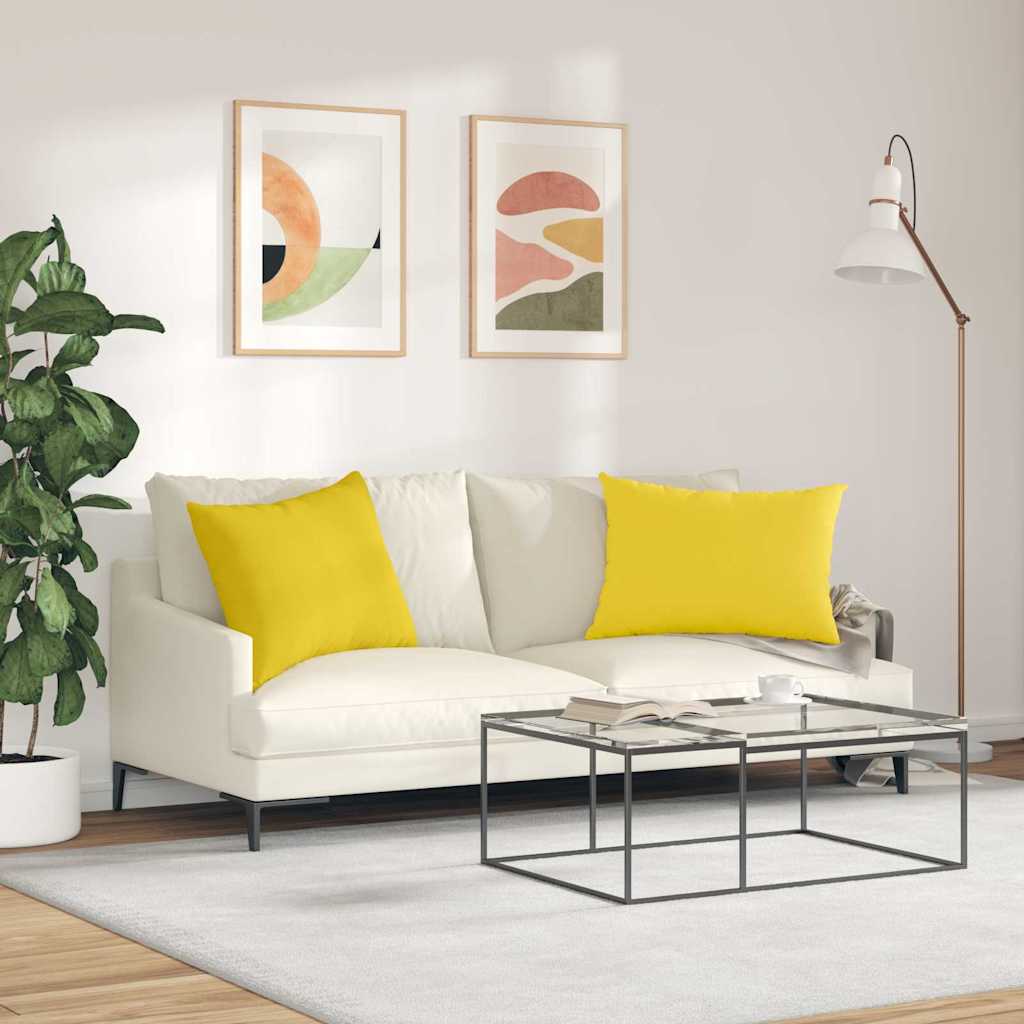 Cuscini da Divano 2 pcs Giallo Chiaro 70 x 50 cm Tessuto | homemem39