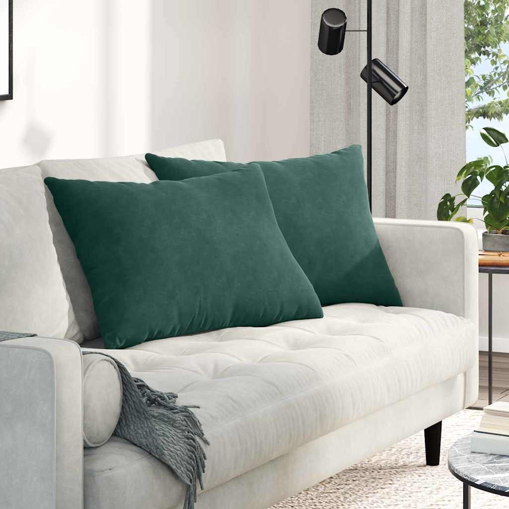 Cuscini da Divano 2 pcs Verde Scuro 70 x 50 cm Tessuto in Cords | homemem39