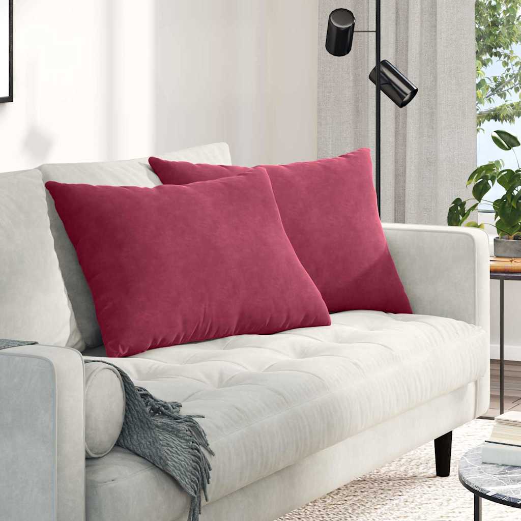 Cuscini da Divano 2 pcs Rosso Vino 70 x 50 cm Tessuto in Cords | homemem39