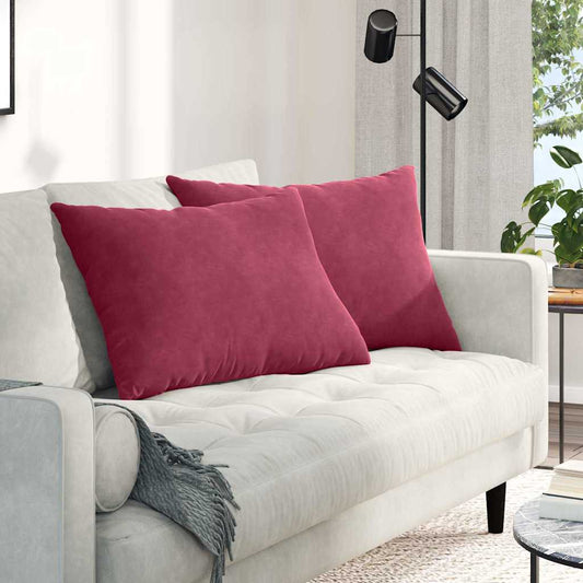 Cuscini da Divano 2 pcs Rosso Vino 70 x 50 cm Tessuto in Cords | homemem39