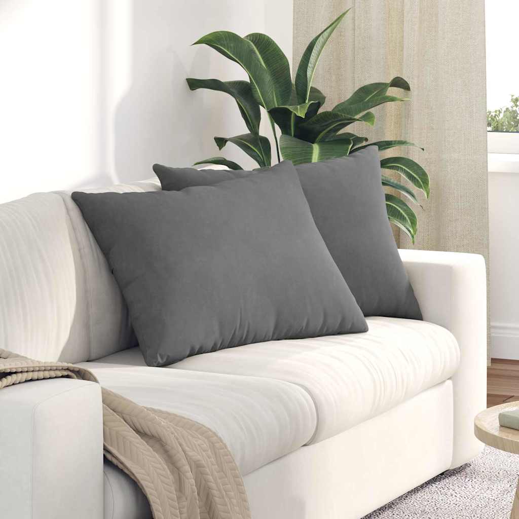 Cuscini da Divano 2 pcs Grigio scuro 70 x 50 cm Tessuto