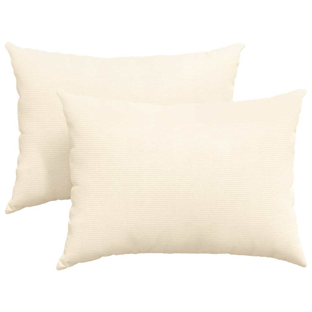 Cuscini da Divano 2 pcs Crema 70 x 50 cm Tessuto in Cords | homemem39
