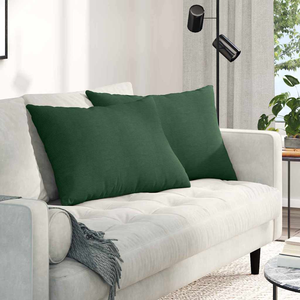 Cuscini da Divano 2 pcs Verde Scuro 70 x 50 cm Tessuto in Cords | homemem39