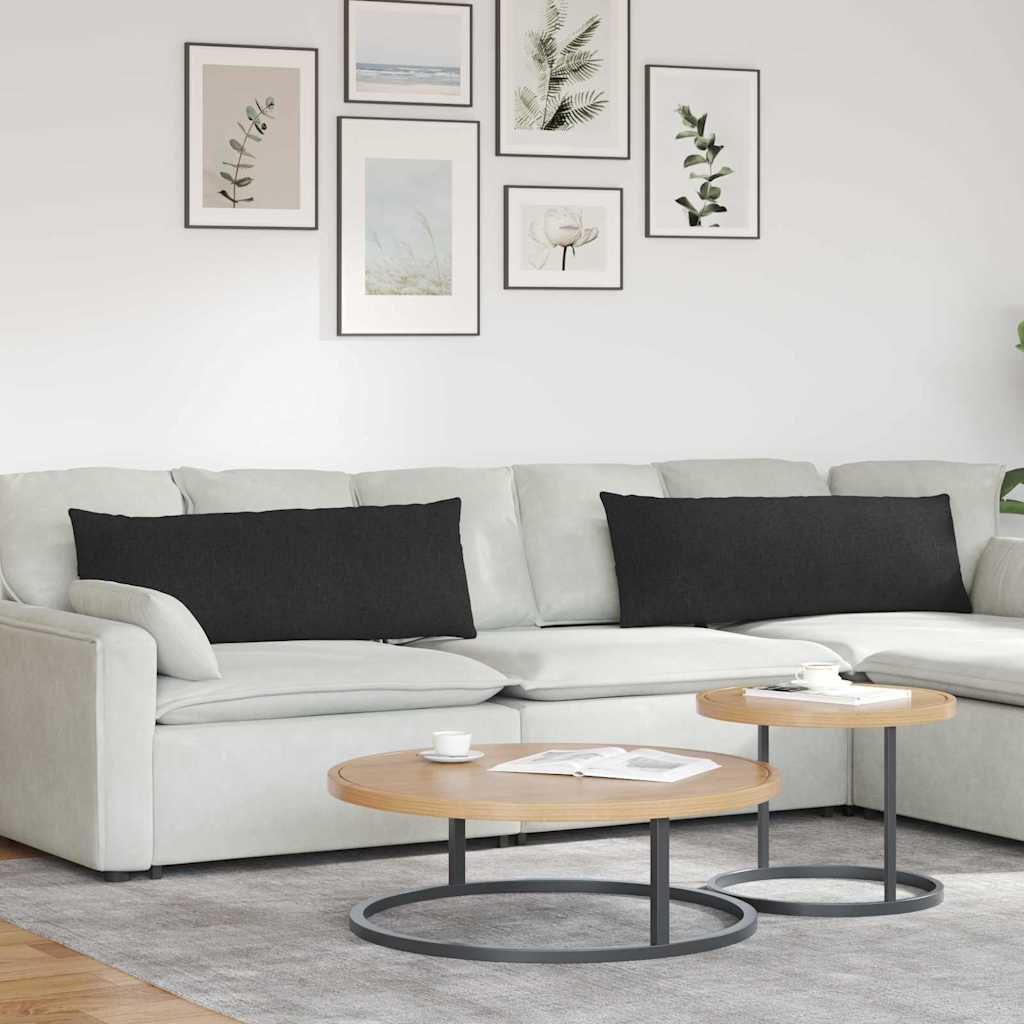 Cuscini da Divano 2 pcs Nero 120 x 40 cm Tessuto
