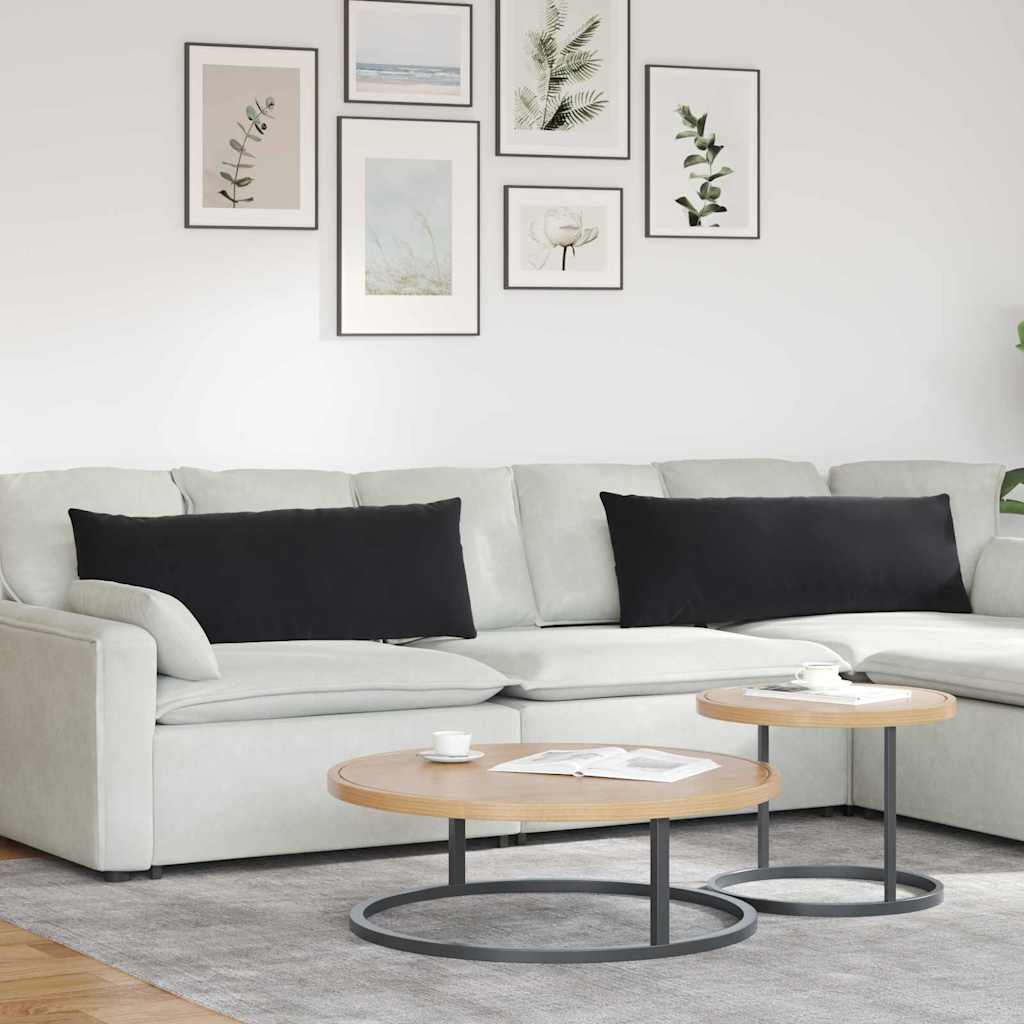 Cuscini da Divano 2 pcs Nero 120 x 40 cm Tessuto in Cords | homemem39