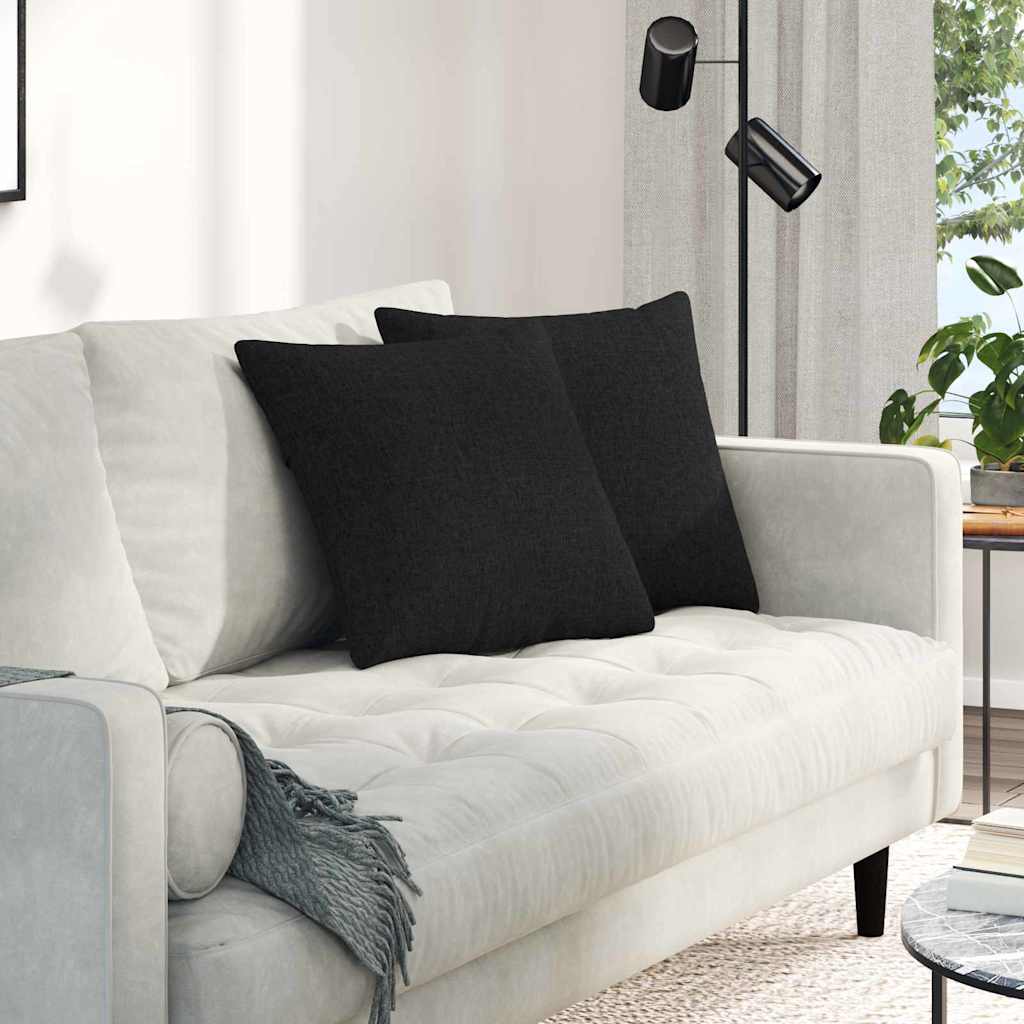 Cuscini da Divano 2 pcs Nero 45 x 45 cm Tessuto | homemem39