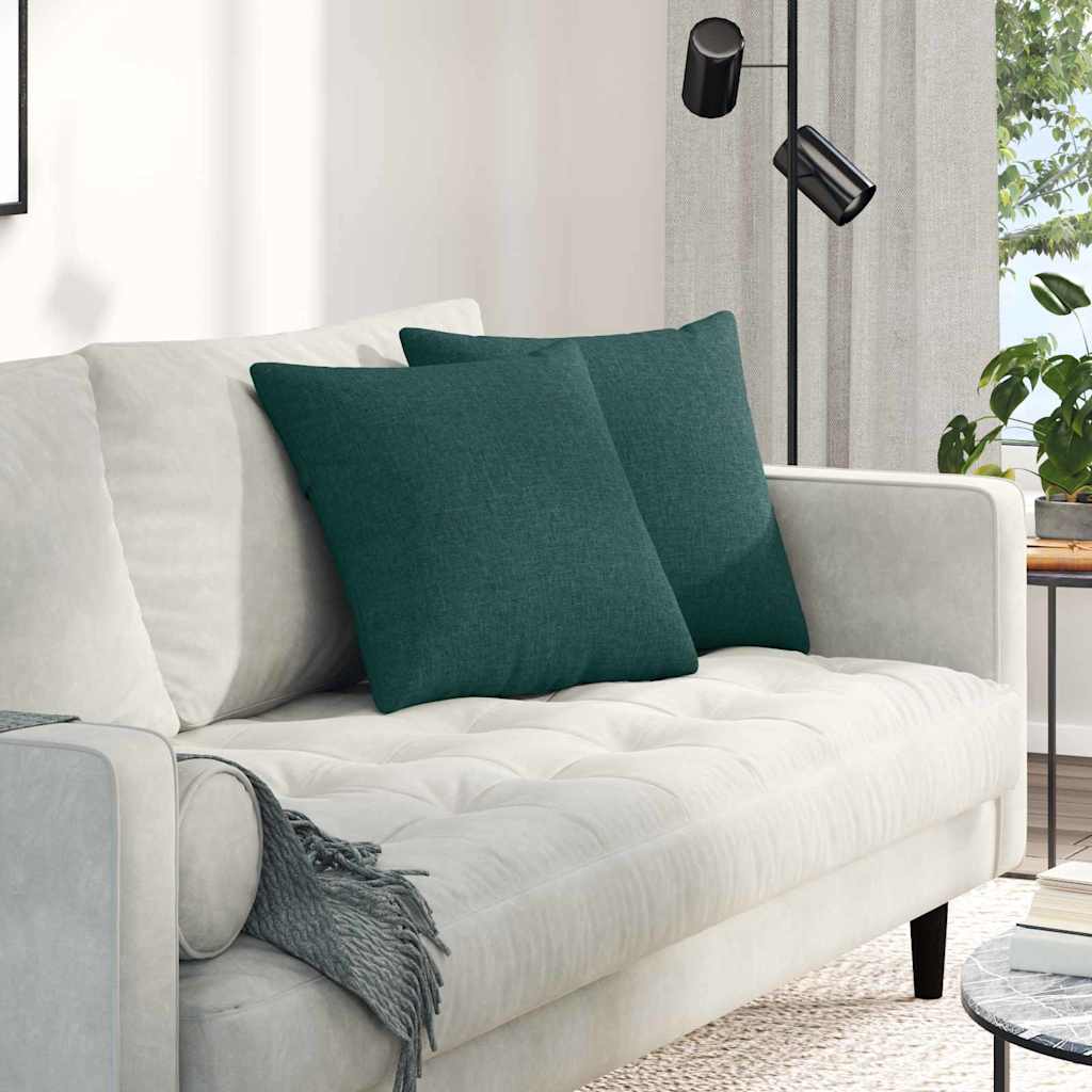 Cuscini da Divano 2 pcs Verde Scuro 45 x 45 cm Tessuto | homemem39
