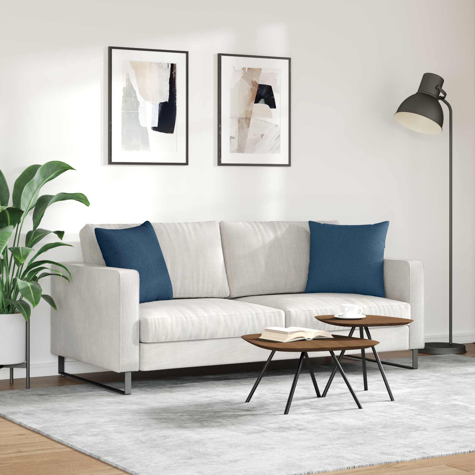 Cuscini da Divano 2 pcs Blu 45 x 45 cm Tessuto | homemem39