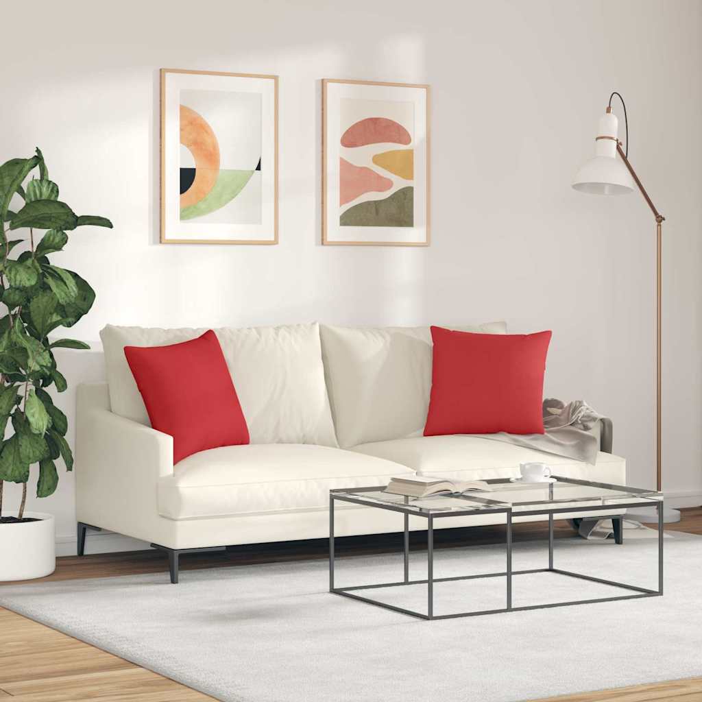 Cuscini da Divano 2 pcs Rosso 45 x 45 cm Tessuto | homemem39
