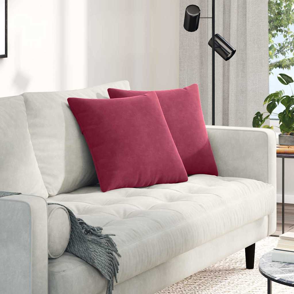 Cuscini da Divano 2 pcs Rosso Vino 45 x 45 cm Tessuto in Cords | homemem39