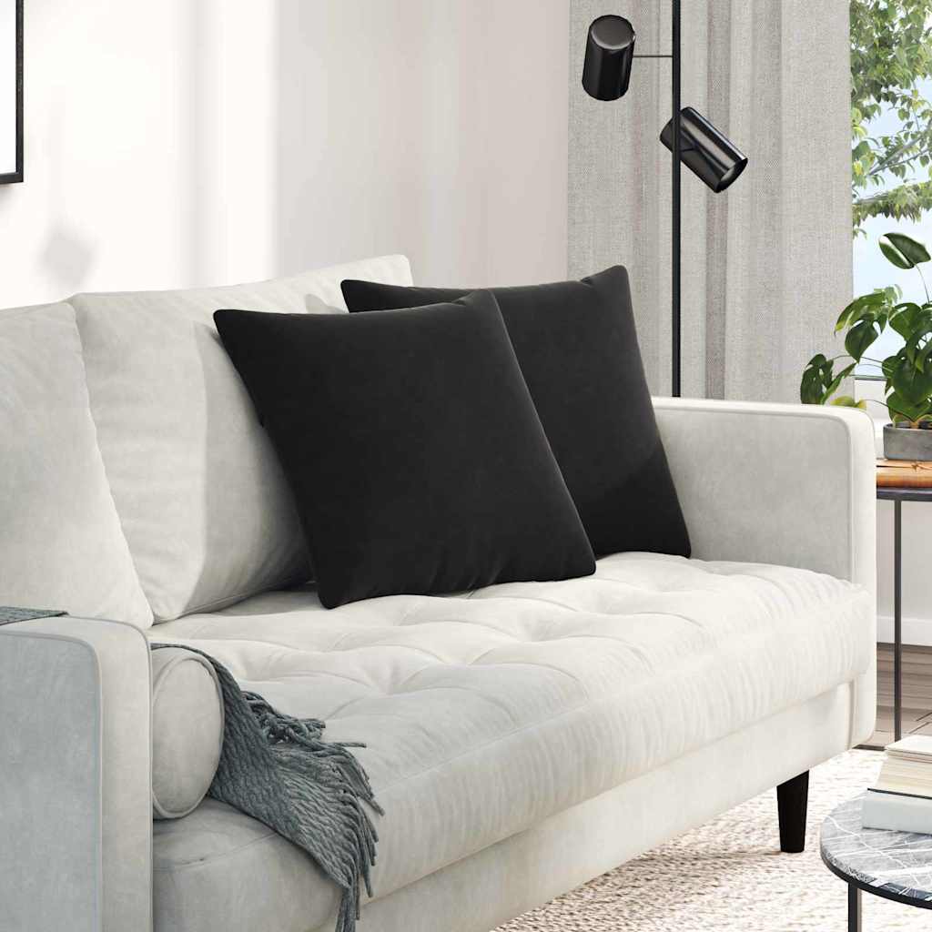 Cuscini da Divano 2 pcs Nero 45 x 45 cm Tessuto in Cords | homemem39