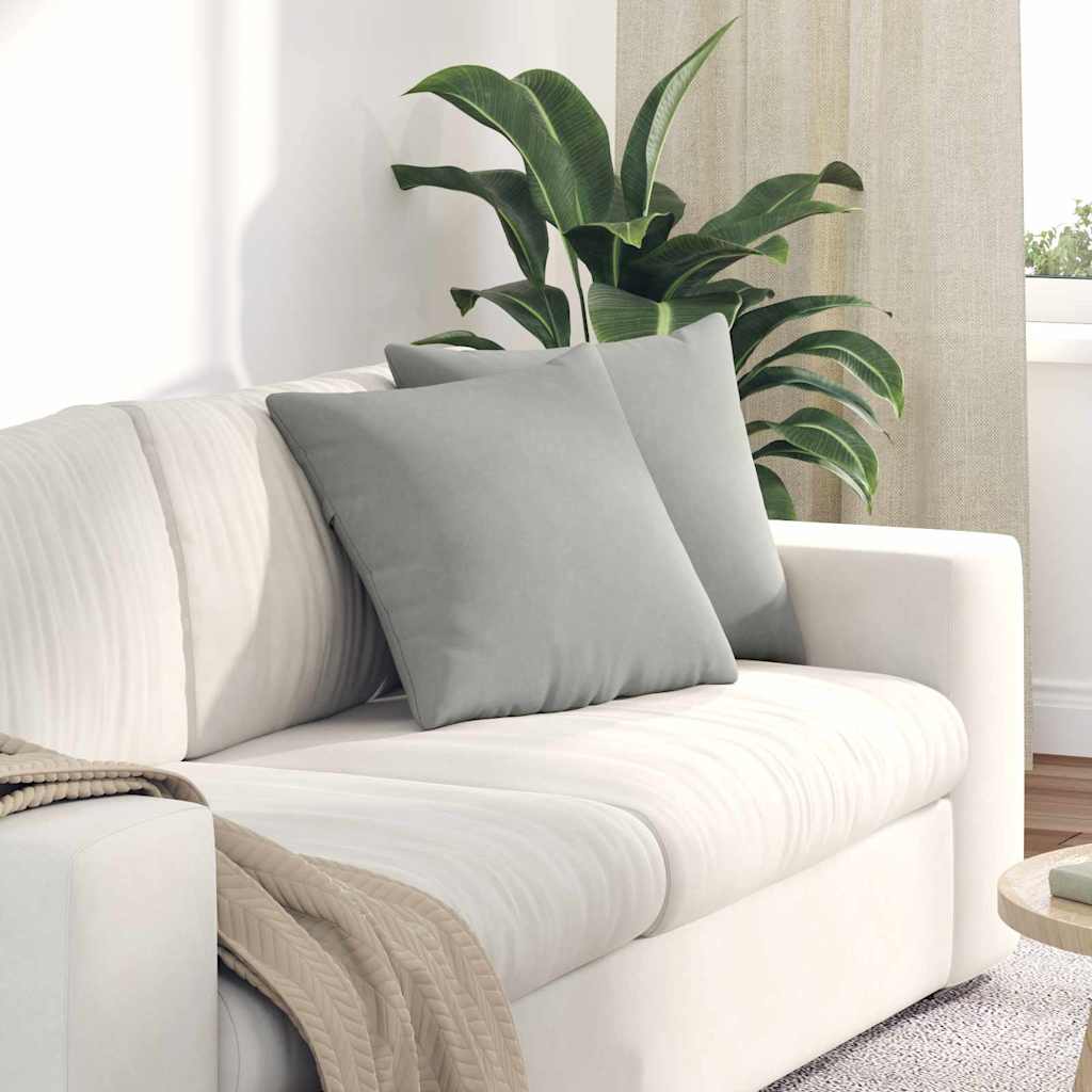 Cuscini da Divano 2 pcs Grigio chiaro 45 x 45 cm Tessuto | homemem39