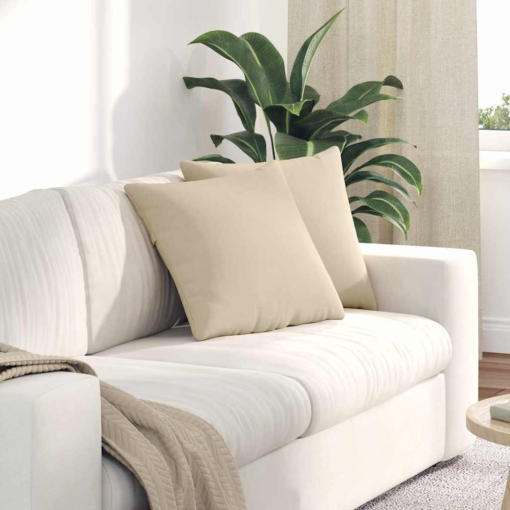 Cuscini da Divano 2 pcs Crema 45 x 45 cm Tessuto | homemem39