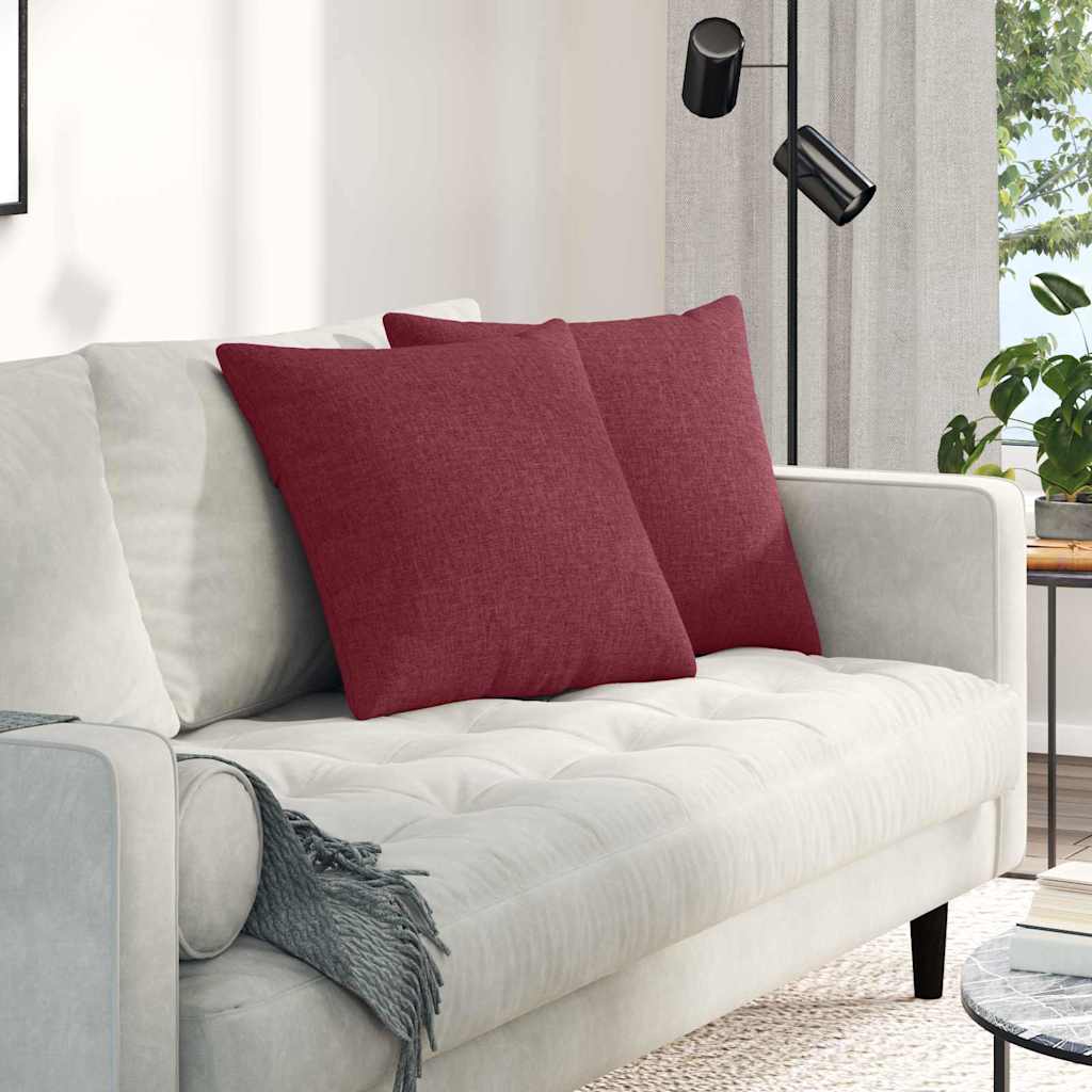 Cuscini da Divano 2 pcs Rosso Vino 50 x 50 cm Tessuto
