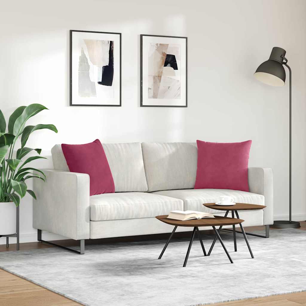 Cuscini da Divano 2 pcs Rosso Vino 50 x 50 cm Tessuto in Cords | homemem39