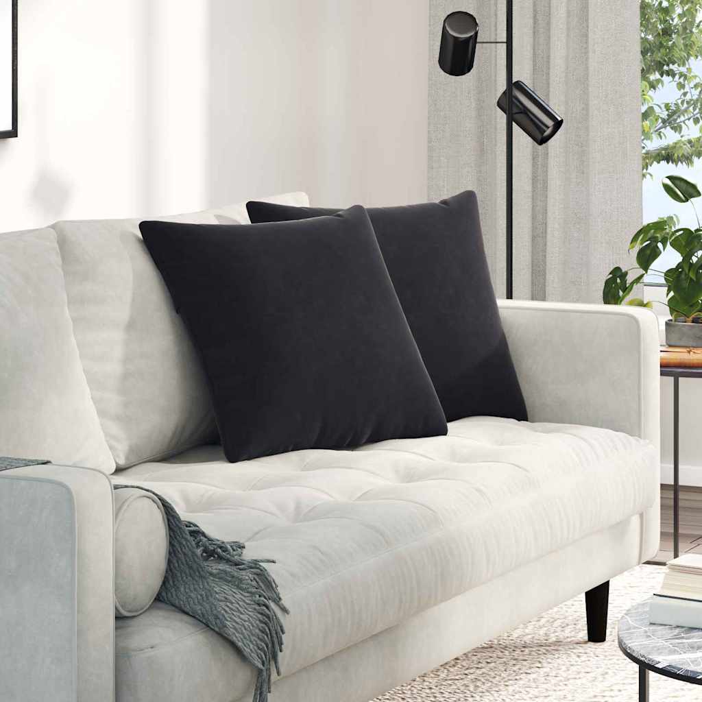 Cuscini da Divano 2 pcs Nero 50 x 50 cm Tessuto in Cords | homemem39