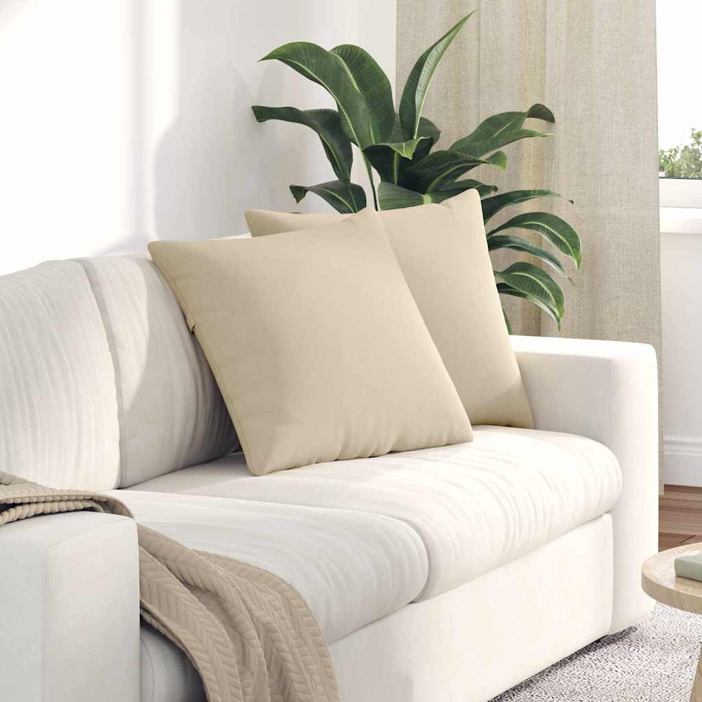 Cuscini da Divano 2 pcs Crema 50 x 50 cm Tessuto | homemem39