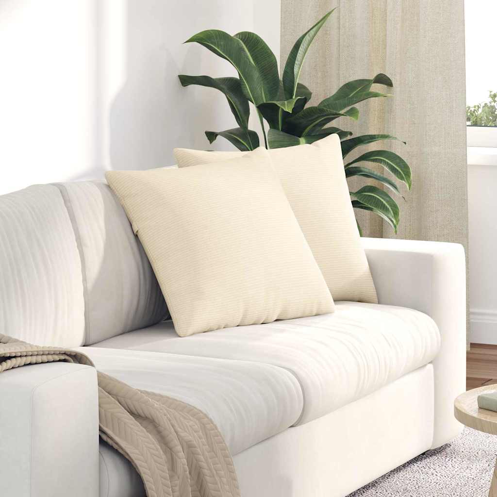 Cuscini da Divano 2 pcs Crema 50 x 50 cm Tessuto in Cords | homemem39