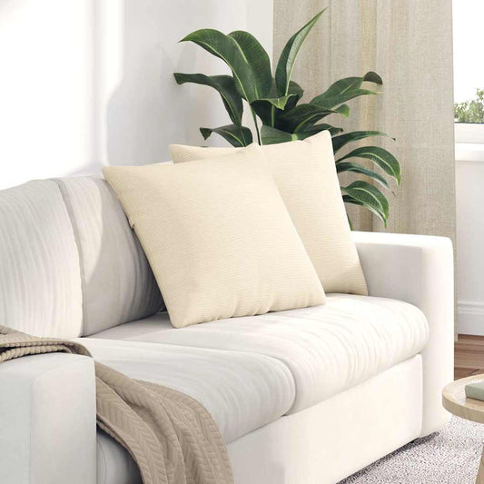 Cuscini da Divano 2 pcs Crema 50 x 50 cm Tessuto in Cords | homemem39