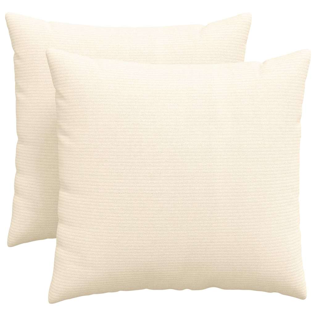Cuscini da Divano 2 pcs Crema 50 x 50 cm Tessuto in Cords | homemem39