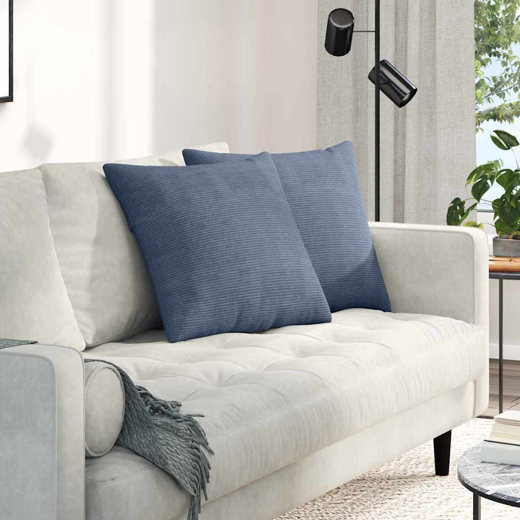 Cuscini da Divano 2 pcs Blu 50 x 50 cm Tessuto in Cords | homemem39