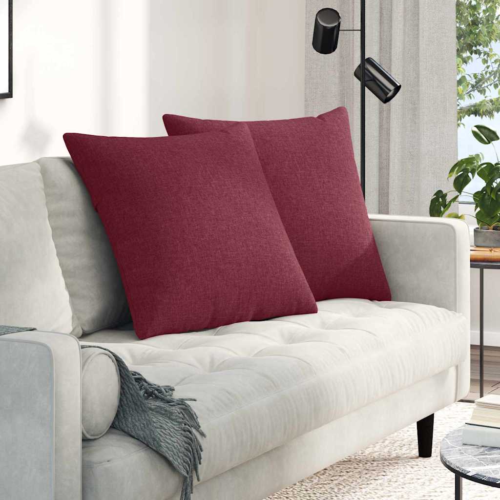 Cuscini da Divano 2 pcs Rosso Vino 60 x 60 cm Tessuto | homemem39