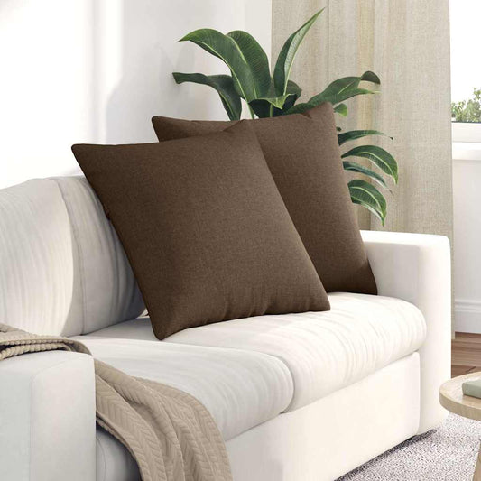 Cuscini da Divano 2 pcs Marrone 60 x 60 cm Tessuto | homemem39