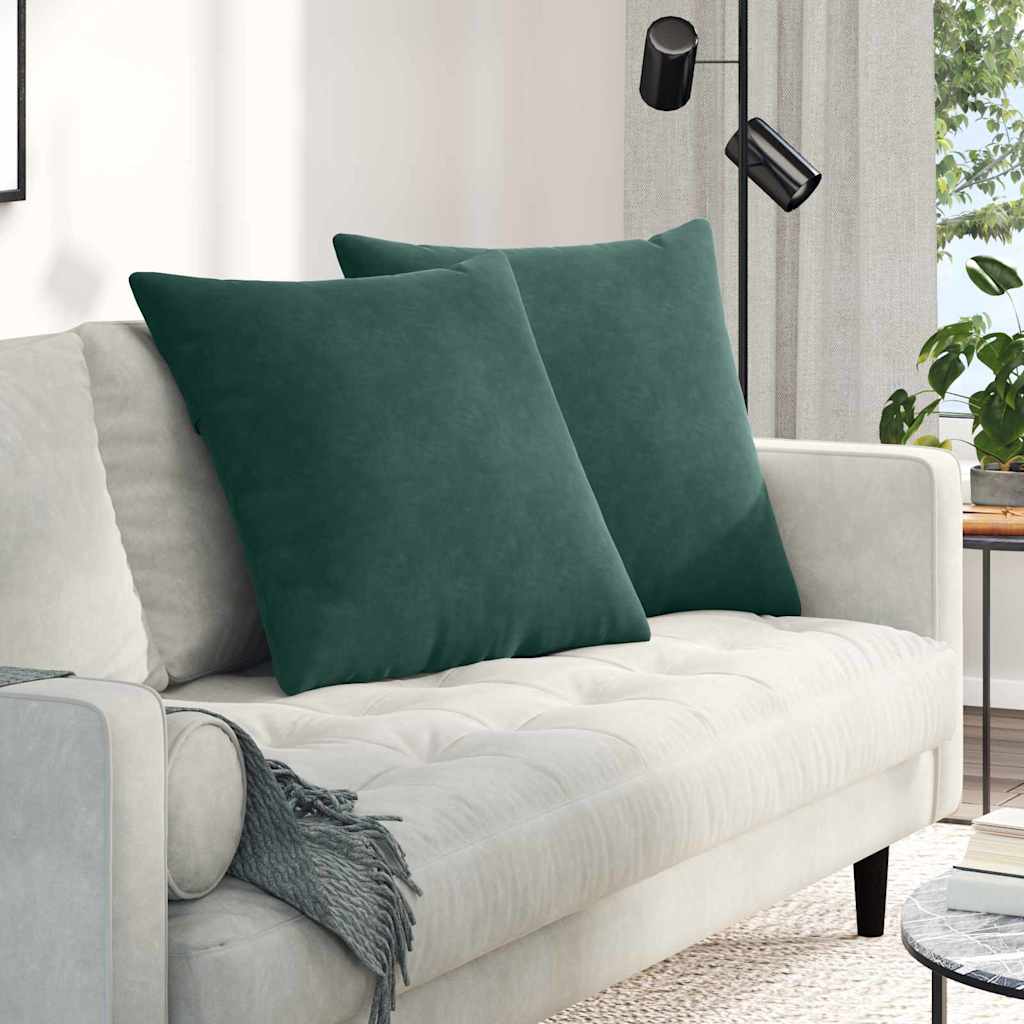 Cuscini da Divano 2 pcs Verde Scuro 60 x 60 cm Tessuto in Cords | homemem39