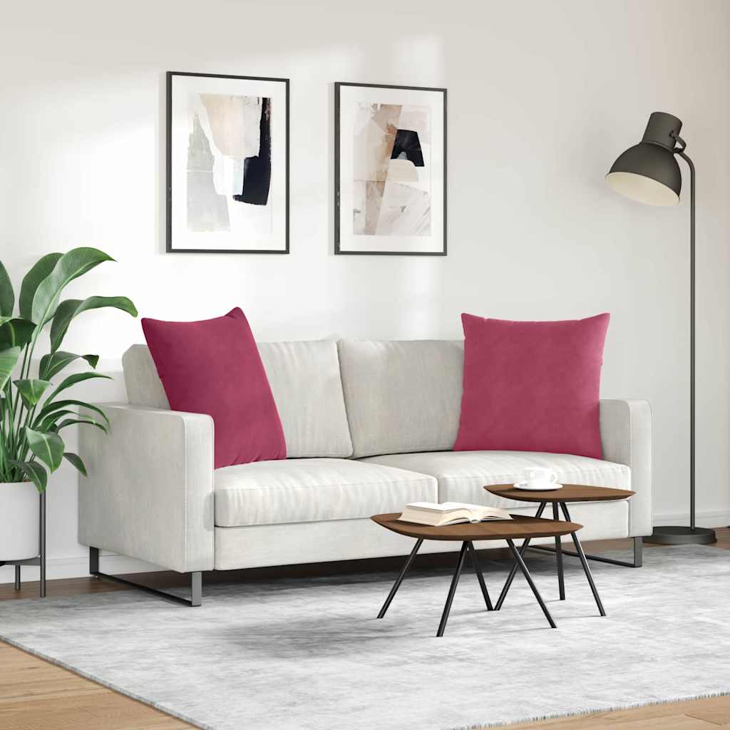 Cuscini da Divano 2 pcs Rosso Vino 60 x 60 cm Tessuto in Cords | homemem39