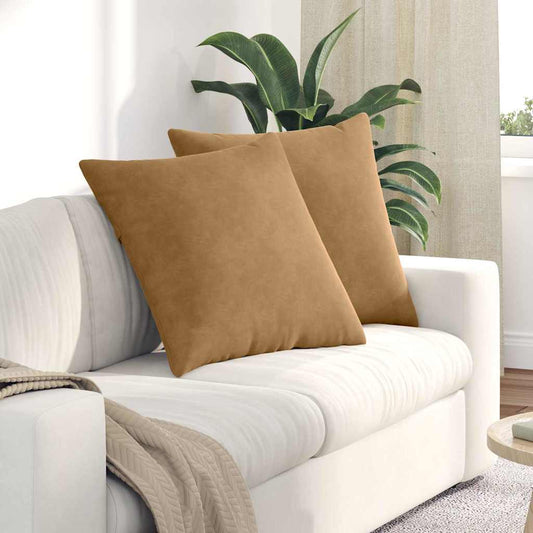 Cuscini da Divano 2 pcs Marrone 60 x 60 cm Tessuto in Cords | homemem39
