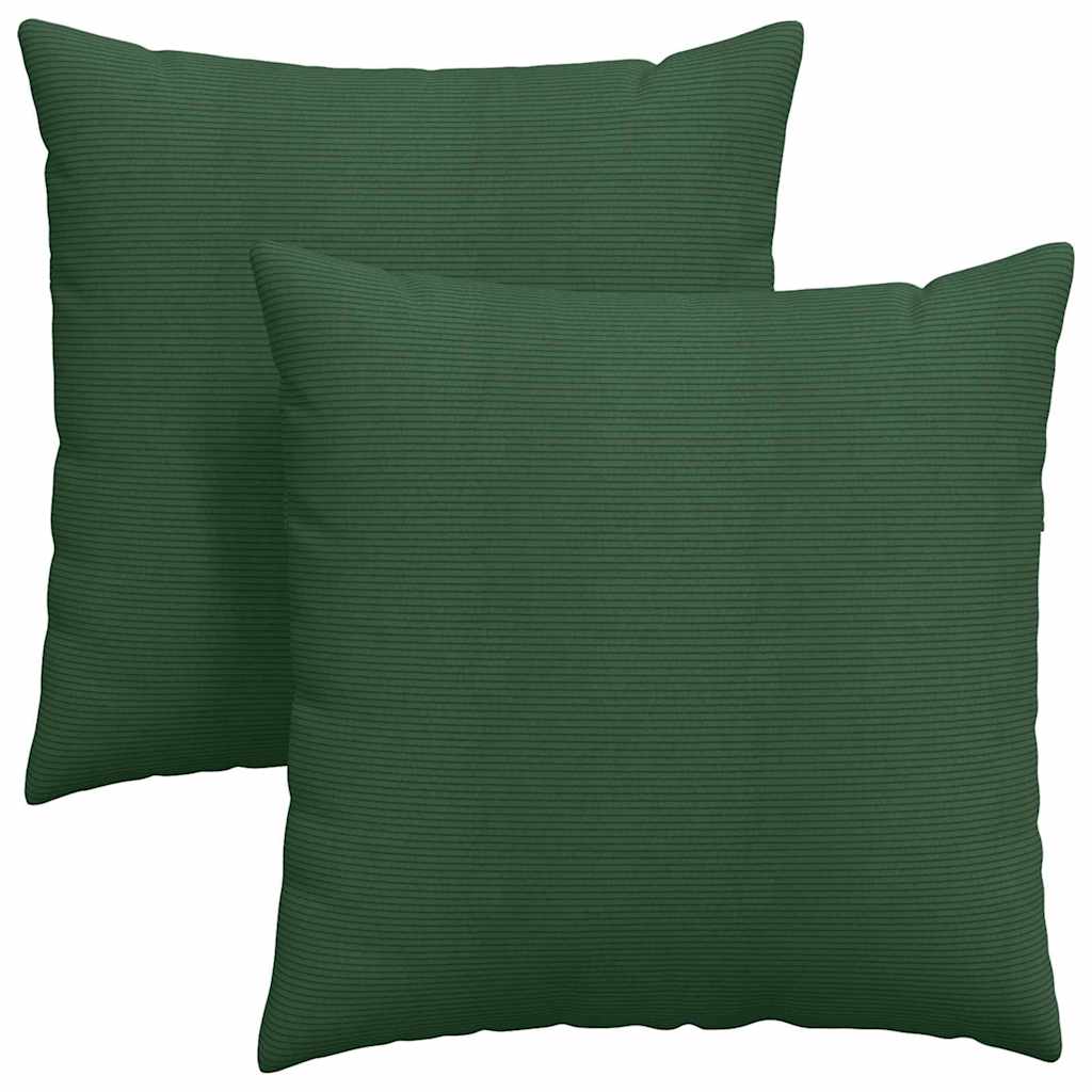 Cuscini da Divano 2 pcs Verde Scuro 60 x 60 cm Tessuto in Cords | homemem39